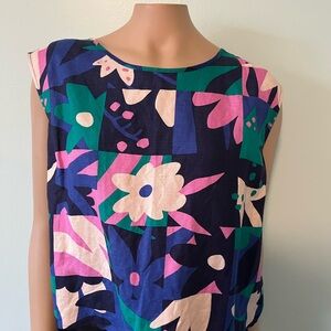 Princess Highway Floral Tank Top - Blue and Pink